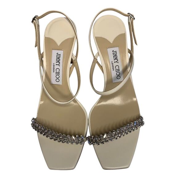Bing 105 crystal-embellished sandals in white - Jimmy Choo  Jimmy Choo White Crystal Embellished Sandals